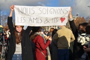 Manifestation des artistes, place de la Bastille, 15 décembre.