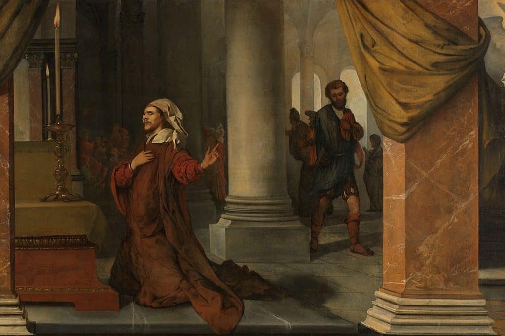 « Le Pharisien et le publicain » (détail) par Barent Fabritius, 1661.