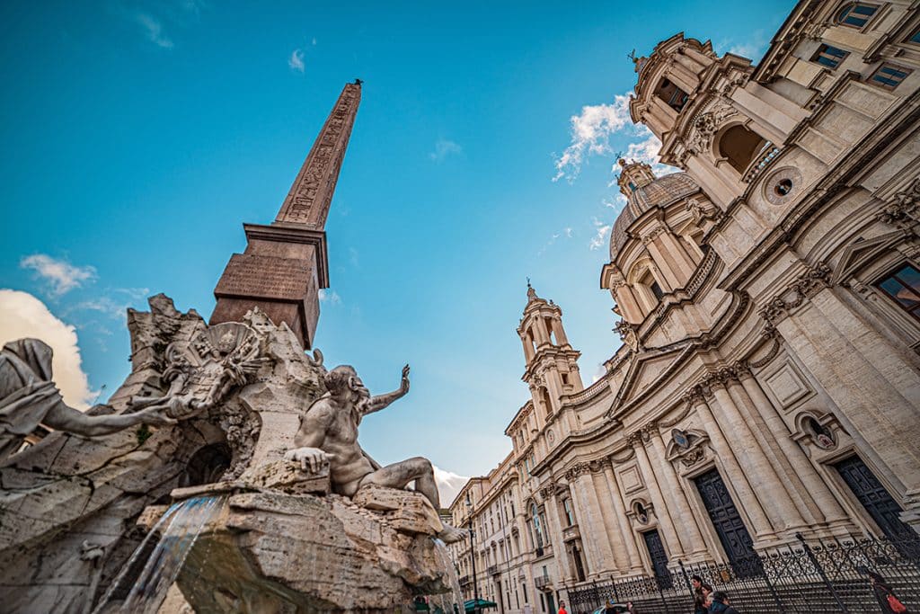 Fontaine des Quatre-Fleuves, Le Bernin, place Navone, Rome.