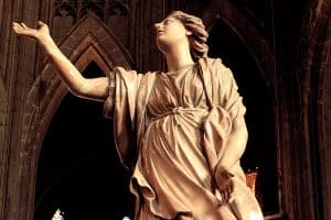 L’Espérance, sculpture de Jacques Du Brœucq, vers 1541-1545, collégiale Sainte-Waudru de Mons, Belgique.