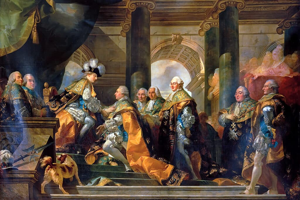 Tableau représentant Louis XVI qui reçoit à Reims les hommages des chevaliers du Saint-Esprit.