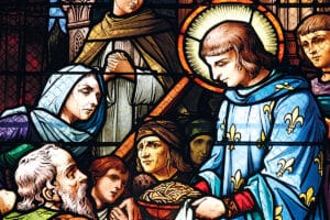 Vitrail : Saint Louis nourrissant des pauvres