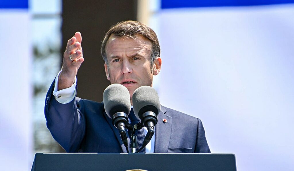 Emmanuel Macron le 6 juin 2024 lors de la commémoration du Débarquement.